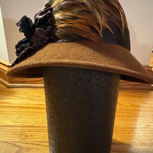 Vintage Brown Feathered Hat